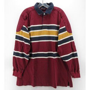 VINTAGE Smith Forester Rugby Polo Shirt XL Striped 90s Corduroy Collar